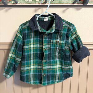 Old Navy Fleece Lined Flannel  | 2T | Blue/Green Plaid